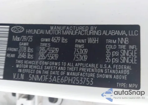 2023 Hyundai Tucson Sel из США, поврежденный, VIN 5NMJF3AE6PH253753